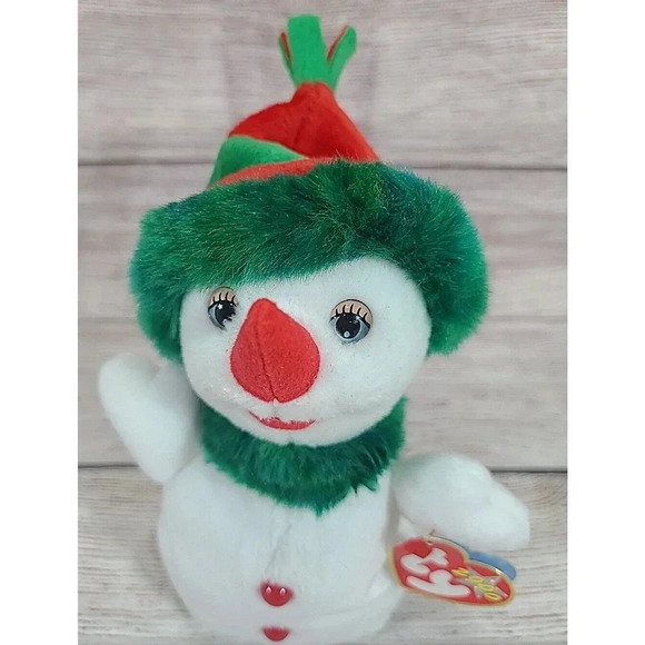Vintage TY Plush Snowgirl Beanie Babies 2000 Collection White 8" New Old Stock - Picture 2 of 8